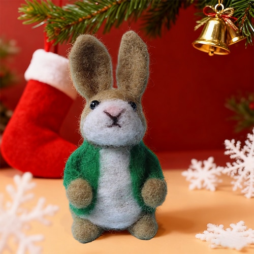 Ideal Weihnachtsgeschenke für Enkelkinder Mädchen Jungen Waldorf-Puppen Zubehör handgemachtes Wollweiches Babykaninchen Mädchen Begleit-Rag Dolls Geburtstagsgeschenk Strickpuppe niedliche Mädchen Image