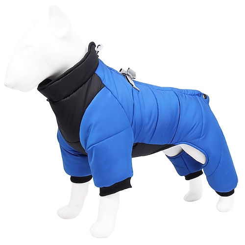 Hundemantel für kleine bis mittelgroße Hunde, wasserdichte Winterjacke mit Geschirr, Welpen-Wintermantel, reflektierende Weste, warmer Fleece-Schneeanzug, winddicht, rot, Größe M Image
