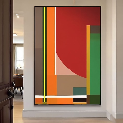 Handgemaltes, farbenfrohes, abstraktes Patchwork-Gemälde, modernes, mehrfarbiges Kunstwerk, großes Wandbild, zeitgenössische Kunst, Boho-Wanddekoration Image