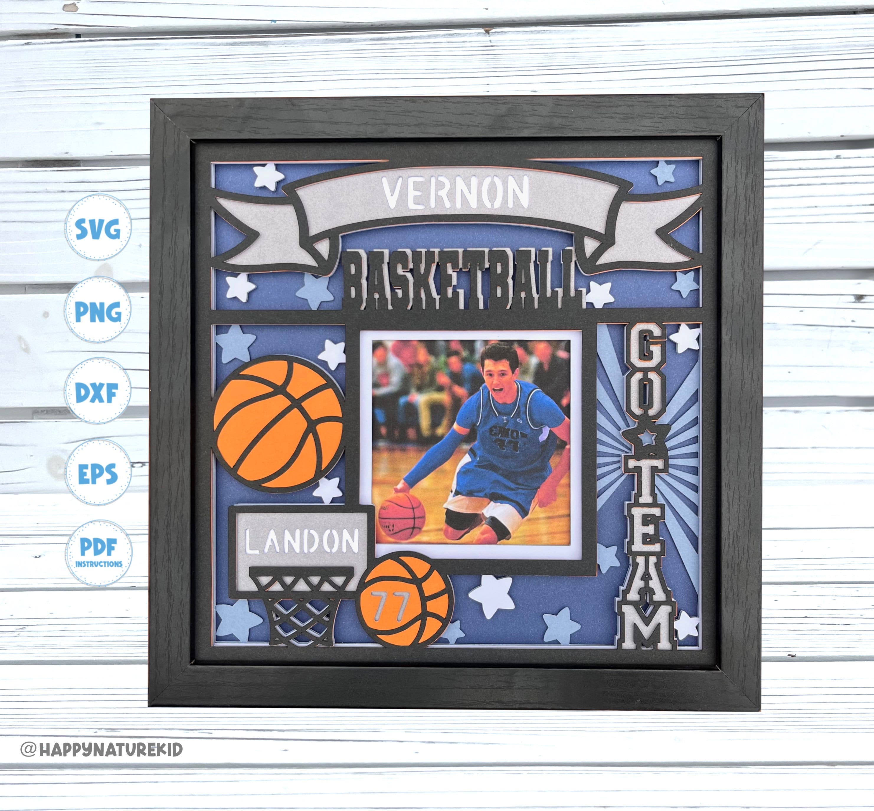 3d Personalizzato Basketball shadow box svg, 3d shadow box svg, file svg per Cricut, 3d Layered svg, Senior Basketball svg, 3d svg