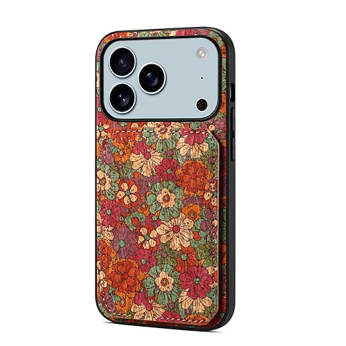 Handy Hülle Handyhüllen Für iPhone 17 Pro Max 17 Air 16 15 14 Pro Max Plus 13 Pro Max Rückseite Mit Ständer Stoßfest Blumendruck PU-Leder Image