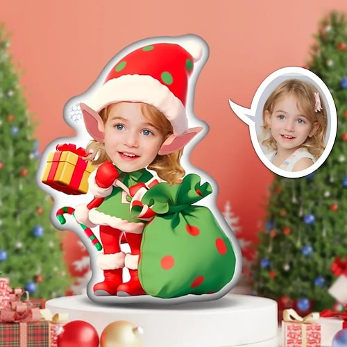 Personalisiertes Fotokissen für Weihnachten, kreatives DIY-Kissen in Humanoidform, lustiges Geburtstagsgeschenk für Freunde, einzigartiges Fotokissen, individuelle Fotogeschenke zu Weihnachten Image