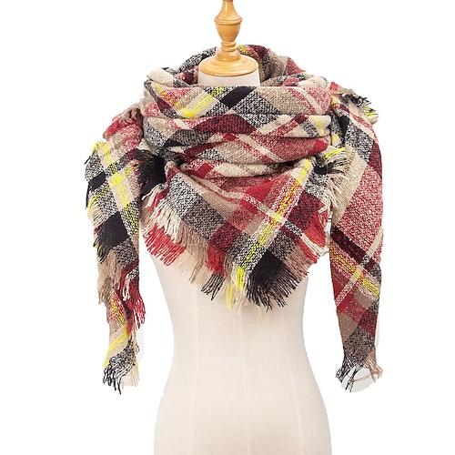 Unisex-Weihnachtsschal mit Karomuster – aus Polyester, weich und warm, in verschiedenen Farben erhältlich, für Winter, Weihnachtsfeiern und den Alltag Image