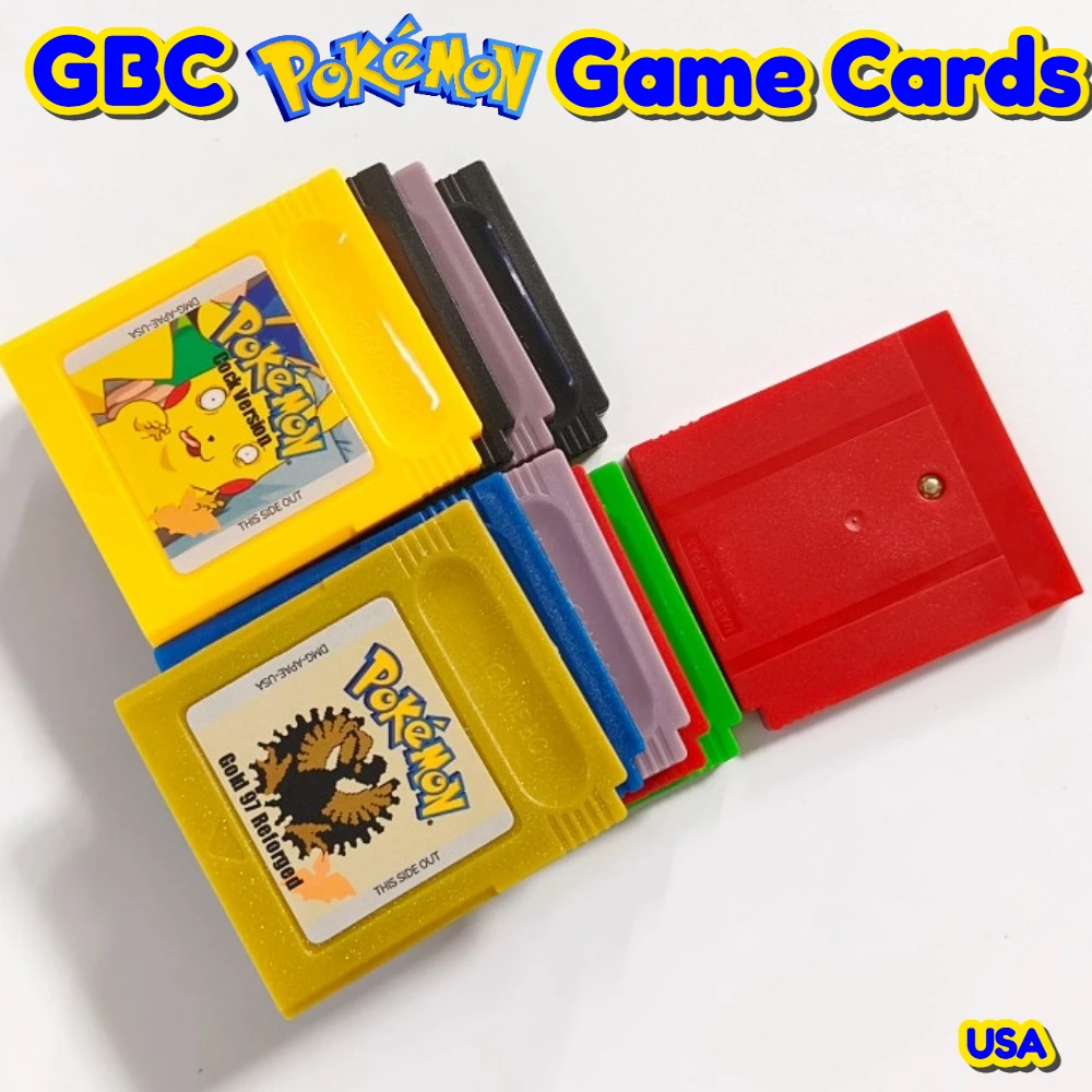 USA Version GBC Game Cartridge Pokemon Series 16 Bit Video Game Console Red Blue Green Pokemon GBC Game Cartridge Console Card