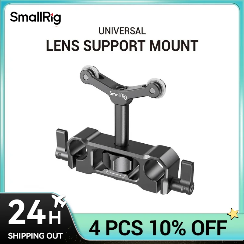 Supporto per obiettivo con montaggio su asta LWS universale da 15mm SmallRig per supporto per staffa per obiettivo per fotocamera Dslr da 73-108mm con morsetto per asta da 15mm-2727