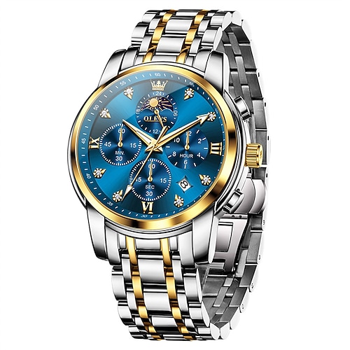 Die neue Olevs Herren-Businessuhr mit Leuchtzeigern, Chronograph und Kalender, kleine Dreizeiger-Multifunktionsuhr, modische, lässige, wasserdichte Sport-Armbanduhr für Herren. Image