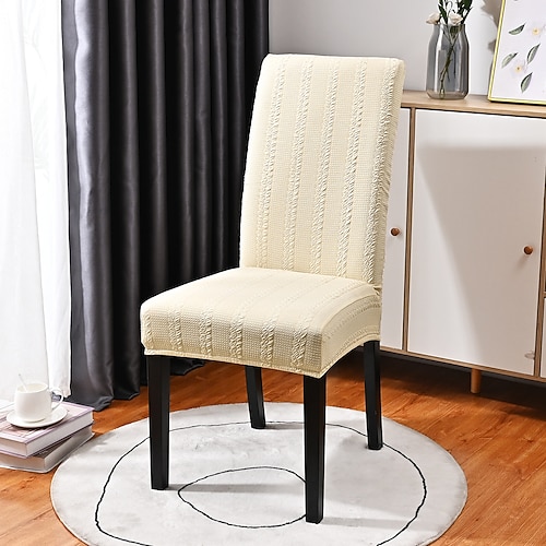 Einfarbige, dehnbare Jacquard-Stuhlhussen mit strukturiertem Zopfmuster, hohe Rückenlehnen-Esszimmerstuhlüberzüge, elastische Sitzschoner für Zuhause, Küche, Hotel und Bankettdekoration