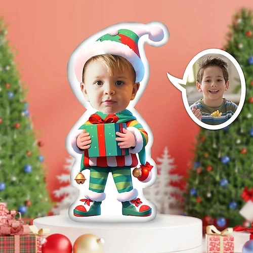 Personalisiertes Fotokissen für Weihnachten, kreatives DIY-Kissen in Humanoidform, lustiges Geburtstagsgeschenk für Freunde, einzigartiges Fotokissen, individuelle Fotogeschenke zu Weihnachten Image