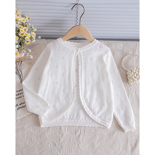 Kinder Mädchen Strickjacke Tupfen Outdoor Langarm warm halten Mode 4-12 Jahre Herbst Weiß Rosa Image