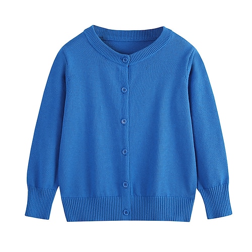 Kinder Mädchen Strickjacke Einfarbig Outdoor Langarm Knopf hoch Mode 4-12 Jahre Herbst Schwarz Gelb Rosa Image