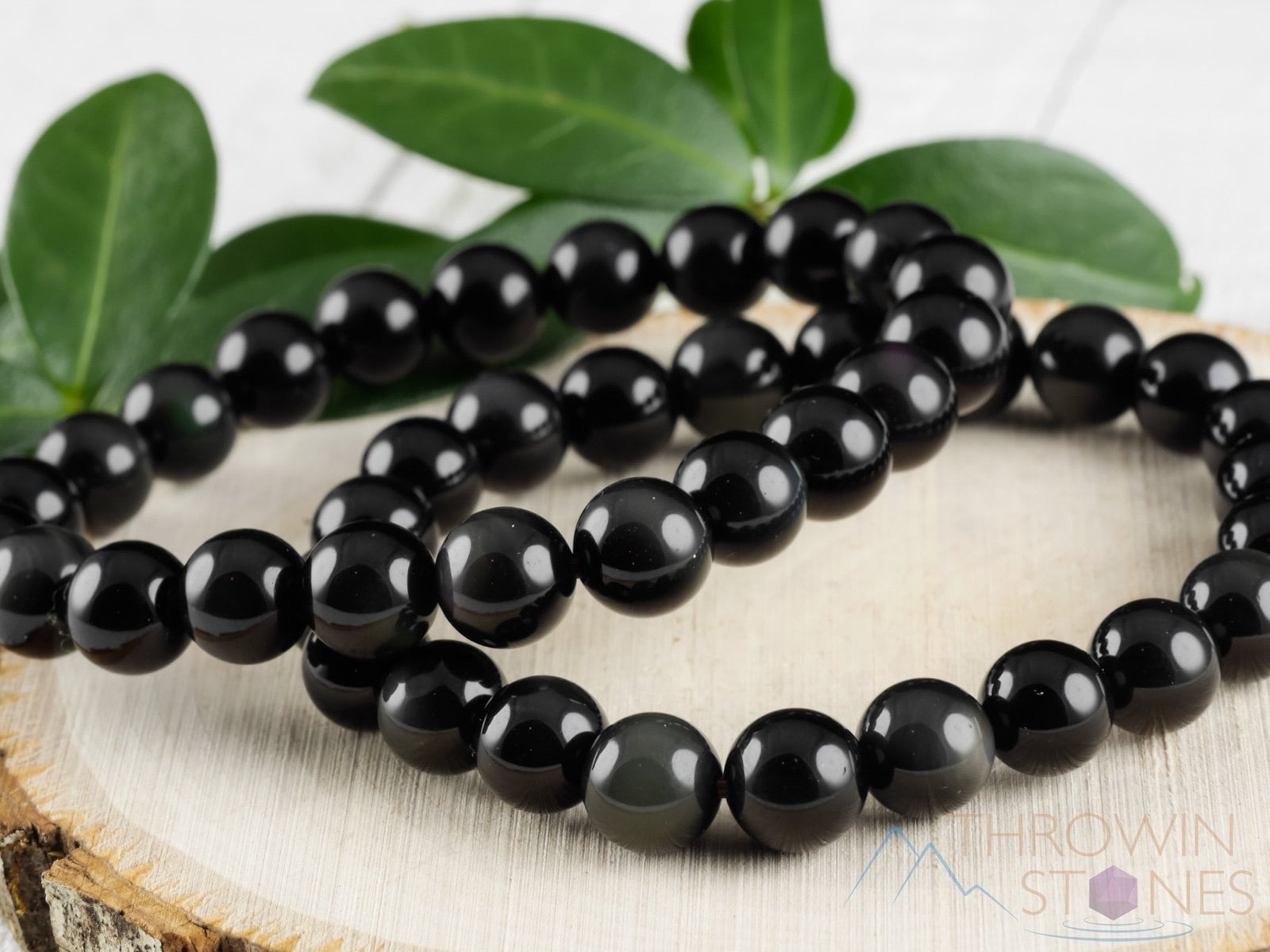 Bracciale di cristallo OBSIDIAN - Perline rotonde - Bracciale di perline, Gioielli fatti a mano, Bracciale di cristallo curativo, E1066