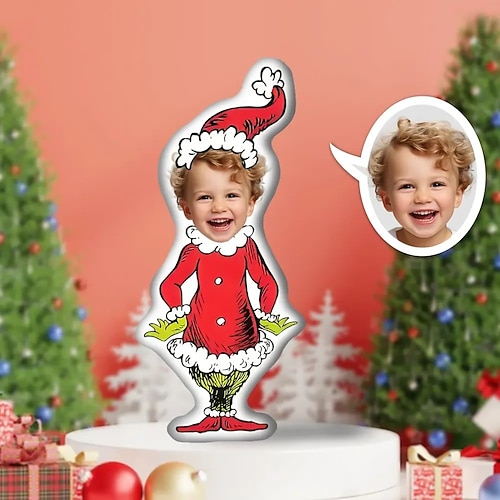Personalisiertes Fotokissen für Weihnachten, kreatives DIY-Kissen in Humanoidform, lustiges Geburtstagsgeschenk für Freunde, einzigartiges Fotokissen, individuelle Fotogeschenke zu Weihnachten Image