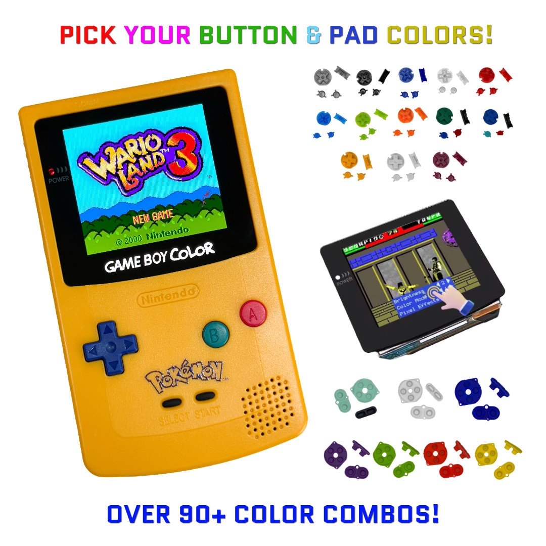 Nintendo Game Boy Color Pokemon Limited System Gbc AMOLED OLED Q5 Xl Touchscreen LCD (scegli i colori dei tuoi pad e pulsanti!)