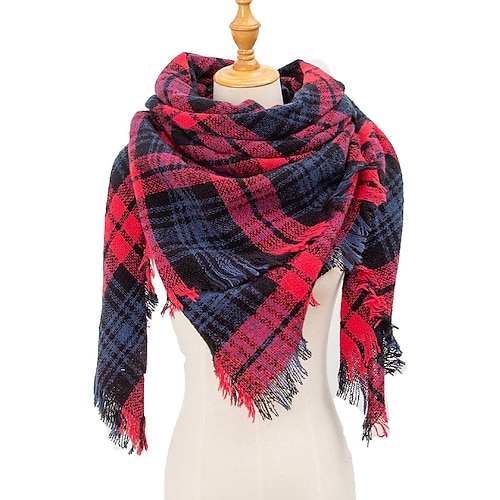 Unisex-Weihnachtsschal mit Karomuster – aus Polyester, weich und warm, in verschiedenen Farben erhältlich, für Winter, Weihnachtsfeiern und den Alltag Image