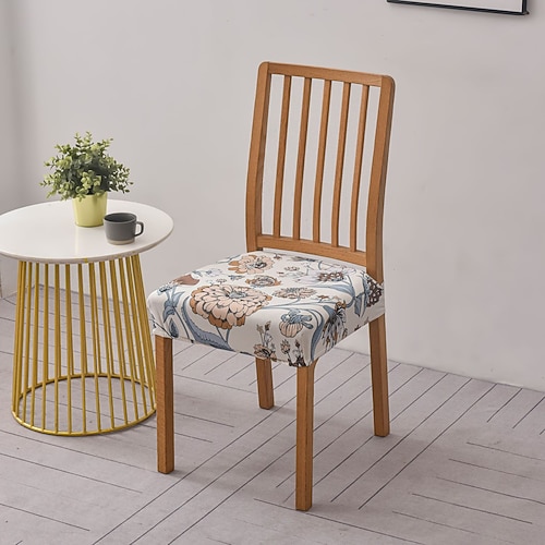Stretch-Stuhlsitzbezüge, bedruckt, modern, schlicht, abnehmbar, waschbar, für Esszimmerstühle, geeignet für Küche, Esszimmer und Restaurant.