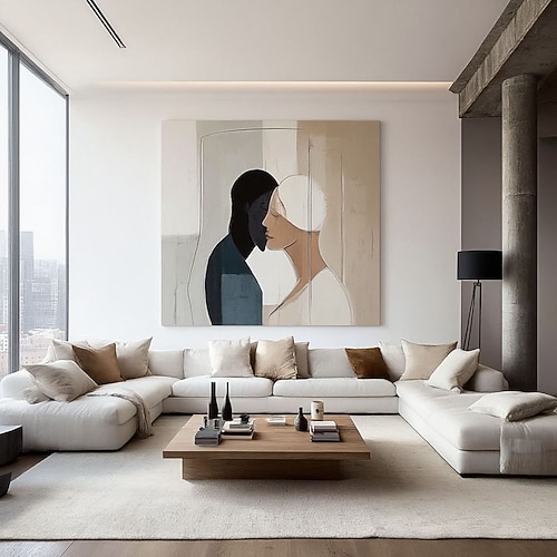 Ölgemälde Handgemalte Quadrat Abstrakt Menschen Klassisch Modern Ohne Innenrahmen (ohne Rahmen) Image