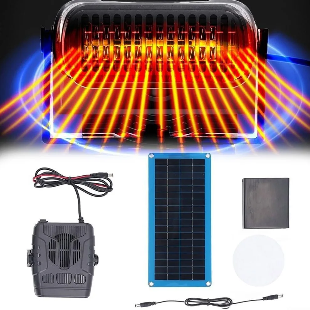 Chauffage de panneau solaire 30W, chauffage de voiture, séchage et chauffage, chauffage de maison pour animaux de compagnie, chauffage électrique chaud à vitesse de vent naturelle