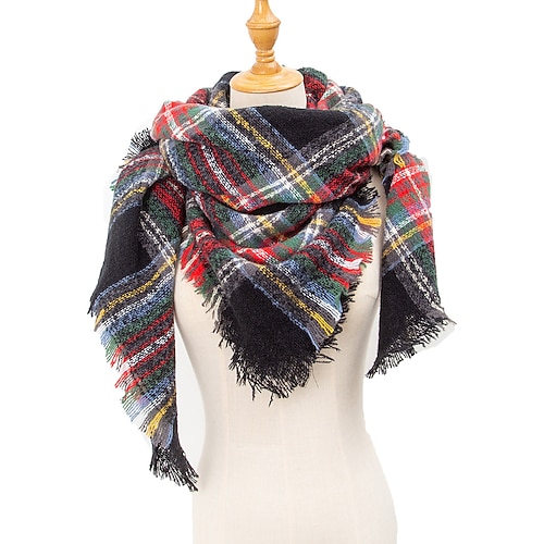 Unisex-Weihnachtsschal mit Karomuster – aus Polyester, weich und warm, in verschiedenen Farben erhältlich, für Winter, Weihnachtsfeiern und den Alltag Image