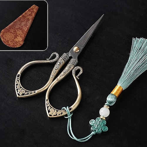 Schere aus Kupfer und Edelstahl im Vintage-Stil, perfekt für Garn-, Stick- und Nähprojekte Image