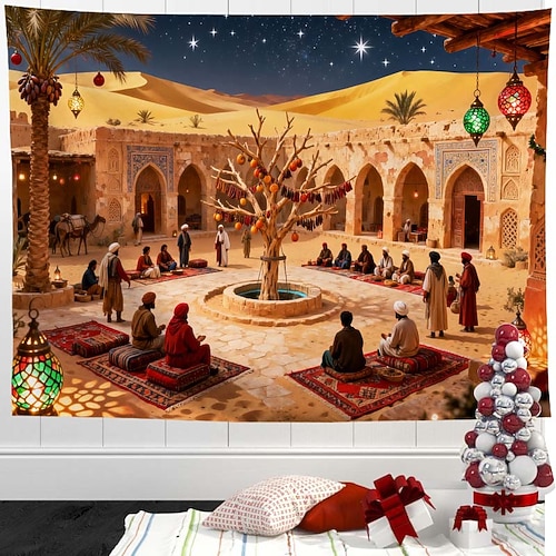 Weihnachts-Schneehaus-Wandteppich – Winterwunderland-Wandbehang, festliche Weihnachtsdecke für Schlafzimmer und Wohnzimmer Image