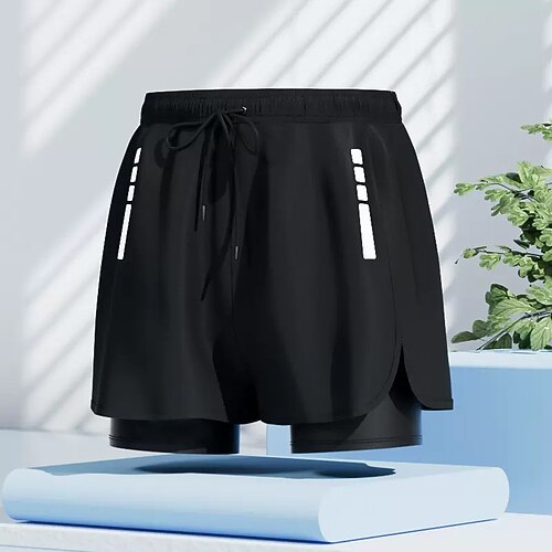 Herren Boardshorts Badeshorts Badehose Einfarbig Bedruckt 2 in 1 Mit Kompressionsfutter Schnelltrocknend Bademode Unterteile Surfen Kanufahren Schnorcheln Sommer Image