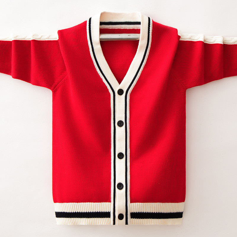 Kids Boys' Sweater Color Block Long Sleeve Keep Warm Outdoor Fashion Red Fall Clothes 4-12 Years