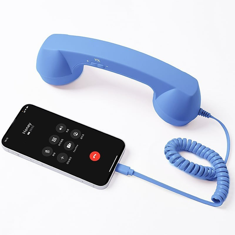 Retro Phone Handset Type C Wired Receiver for Smartphone Classic Telephone Style Headset with Microphone Noise Reduction Plug and Play for Office Home Use