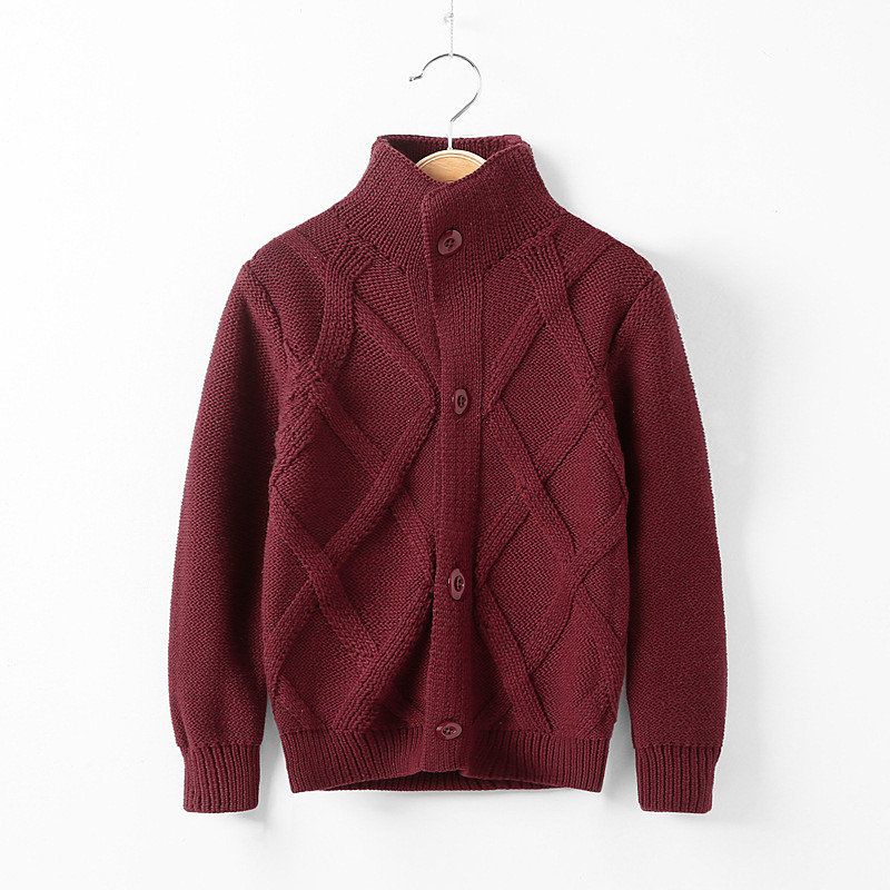 Kids Boys' Sweater Solid Color Long Sleeve Buttons Outdoor Fashion Red Fall Clothes 4-12 Years