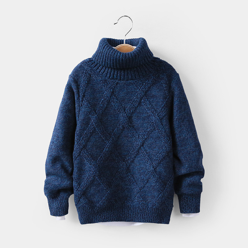 Kids Boys' Turtleneck Sweater Solid Color Long Sleeve Keep Warm Outdoor Fashion Blue Fall Clothes 4-12 Years
