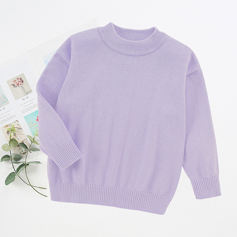 Kids Unisex Sweater Solid Color Long Sleeve Keep Warm Outdoor Fashion Blue Fall Clothes 4-12 Years