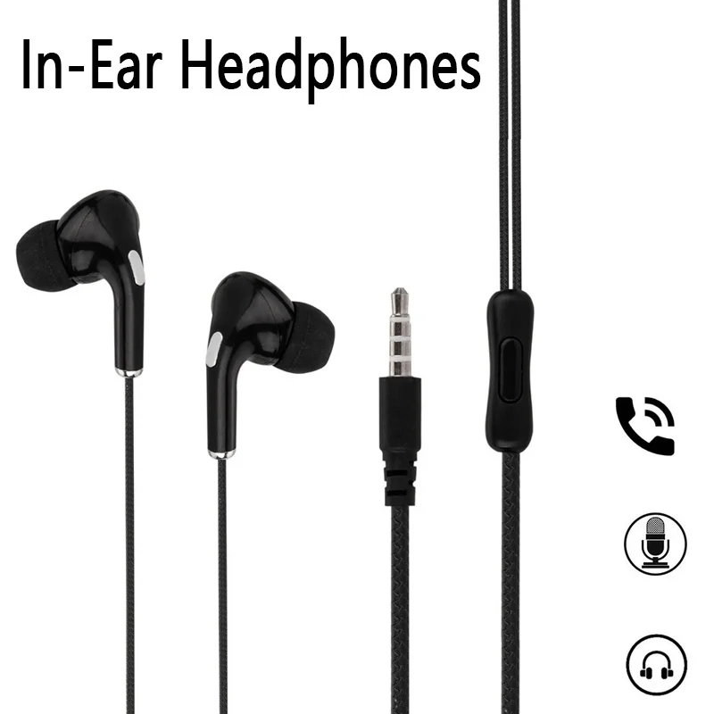 3,5 mm kabelgebundener Kopfhörer, In-Ear-Headset, kabelgebundene Kopfhörer mit Mikrofon, Bass, HiFi-Stereo-Ohrhörer, Sport, Musik, Gaming, für Laptops, PC Image