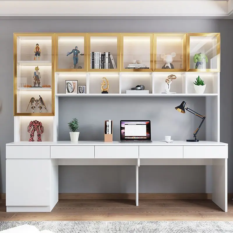 Massivholz, doppelt, Schreibtisch, Bücherregal, integriert, Haushalt, Schlafzimmer, leichter Luxus, einfach Image