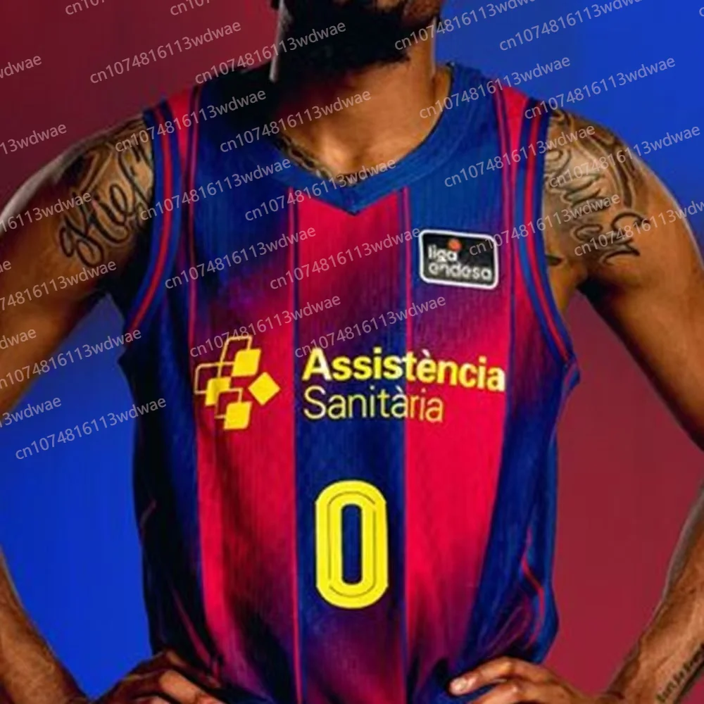 Spanisches Basketball-Liga-Trikot 25–26 Outdoor-Basketball-Sportweste Barce Basketball-Trikot-Set Kevin Punter 0 Jersey-Kit für Kinder Image