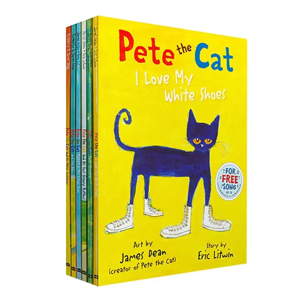 Pete The Cat Bilderbücher Kinder Babys Berühmte Geschichten Englisch lernen Geschichten Kinderbuch-Set Gutenacht-Lesegeschenke für Bab