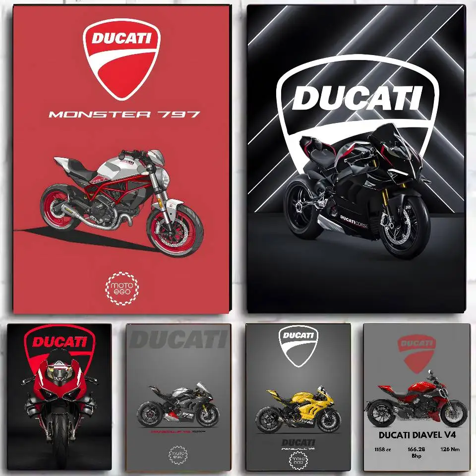 Motorrad Fahrrad Ducati Streetfighter V4YZR M1 Kunst Poster Selbstklebende Kunst Wasserdicht Aufkleber Kaffee Haus Wohnheim Zimmer Wand Dekor Image