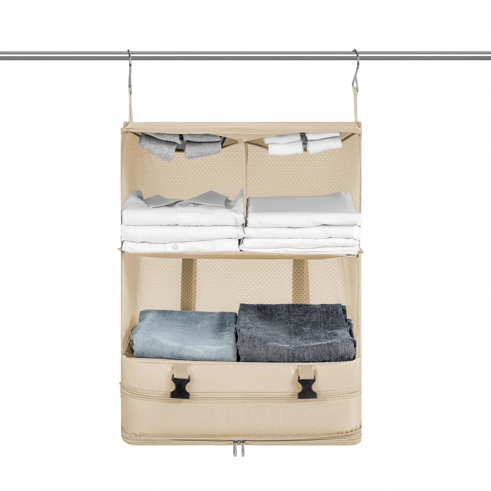 Outdoor-Reise-Aufbewahrungstasche, große Kapazität, multifunktionales Gepäck, Kleidung, Aufbewahrungstasche, Zimmer, Schlafzimmer, Kleiderschrank, hängender Organizer Image