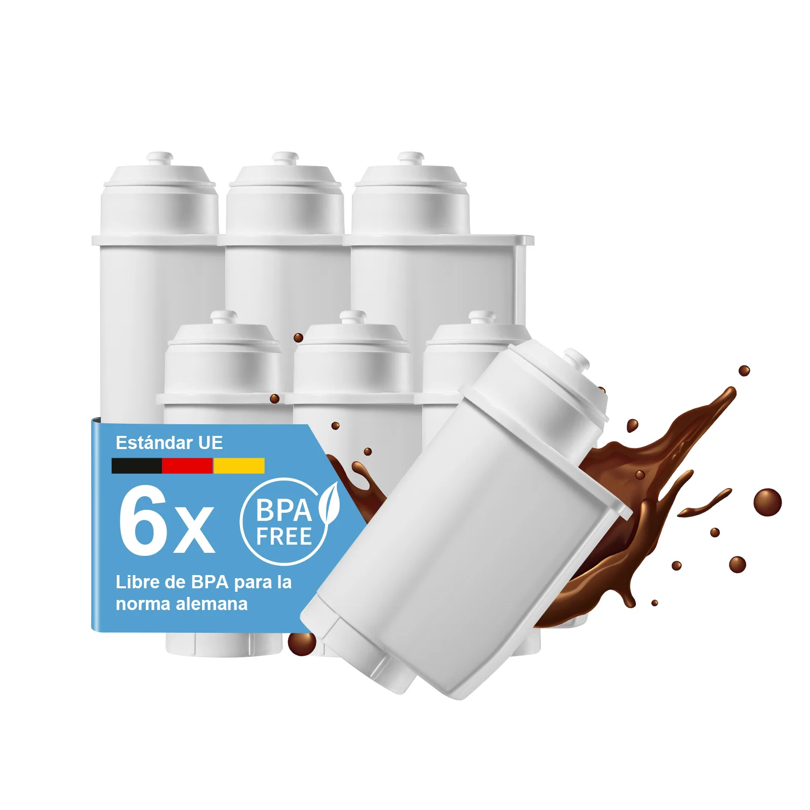 Reimol 6 Stück Wasserfilter für Siemens® EQ Series, EQ3/EQ6/EQ9, EQ500, S700, 3200 Wasserfilter Kaffeevollautomat für Bosch® TCZ7003, TCZ7033, für Brita® Intenza 57549 (6) Image