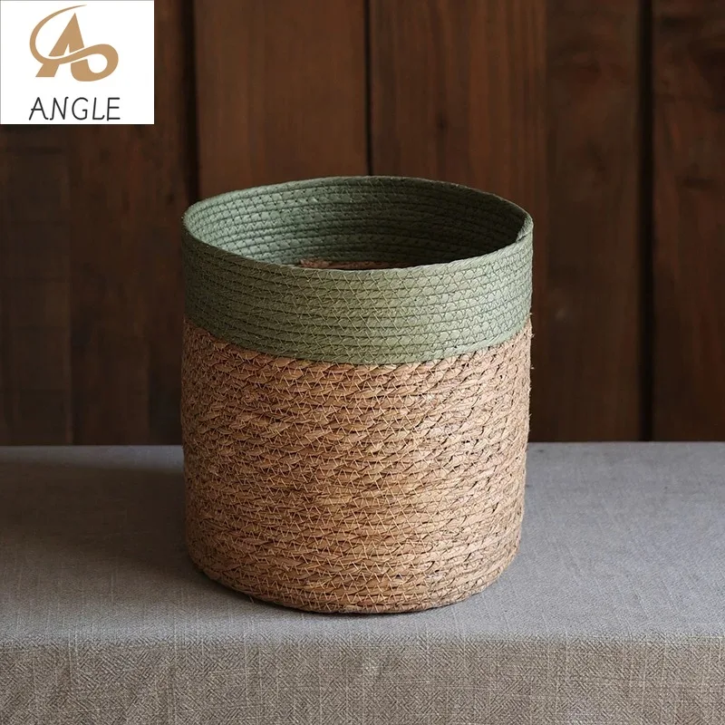 Natürlicher Stroh-Aufbewahrungskorb - Geflochtener Blumentopf zur Dekoration | Moderne Wohnraumdekoration für Wohnzimmer, Schlafzimmer, Geschäft & Garten | Image