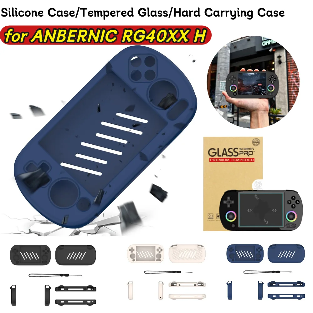 Silikonhülle Schutzhülle Stoßfeste Schutzhülle mit Lanyard Protector Shell Sleeve für ANBERNIC RG40XX H Spielekonsole Image