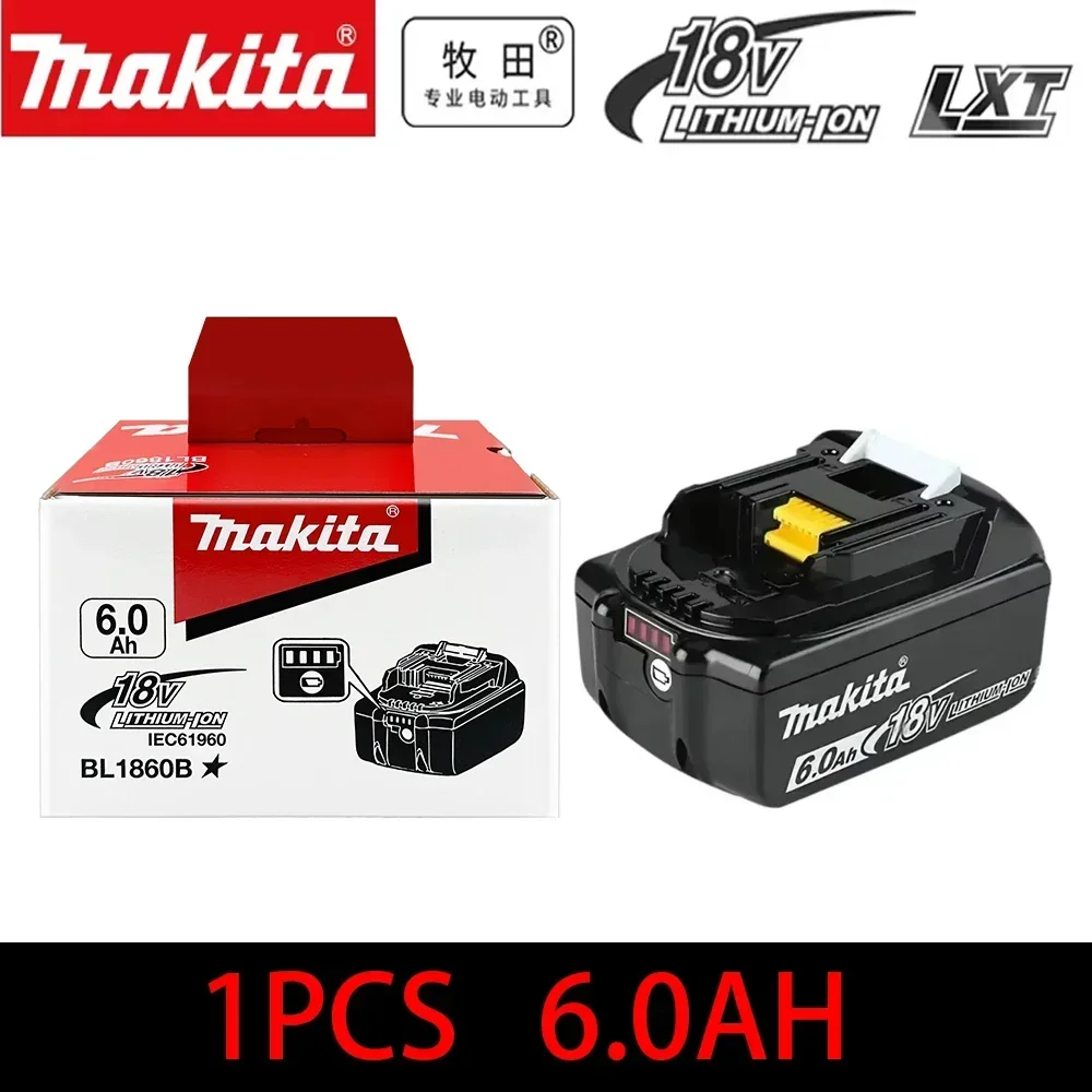 ️100 % Original-Makita-Akku, 18 V 6,0 Ah wiederaufladbarer Akku, ersetzt Makita BL1830B L1840B L1850B L1860B, Elektrowerkzeug-Akku Image