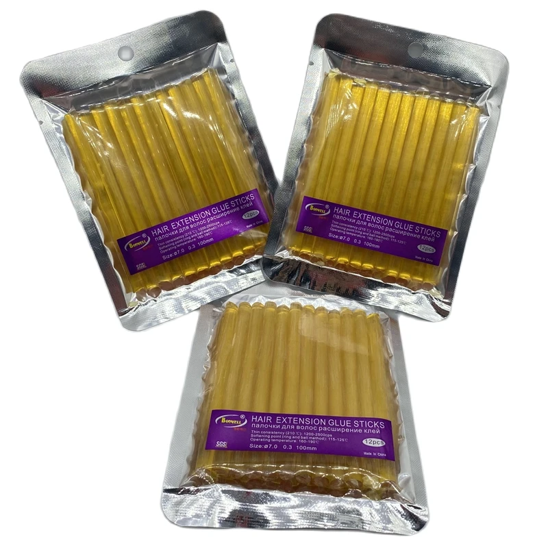 24 Stück 7,0 mm x 10 cm braune Heißklebestifte Heißklebestifte für Haarverlängerungen zur Verwendung für Klebepistole Image