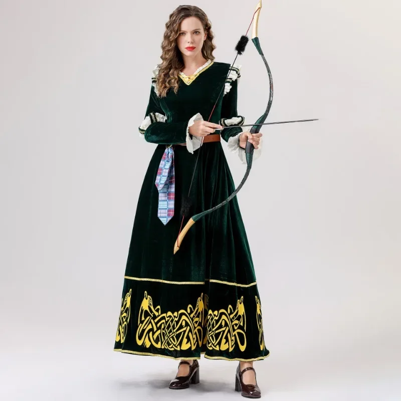 Tapferes Cartoon-Merida-Kostümset für Damen und Erwachsene – langärmliges Cosplay-Kleid für Halloween-Partys Image