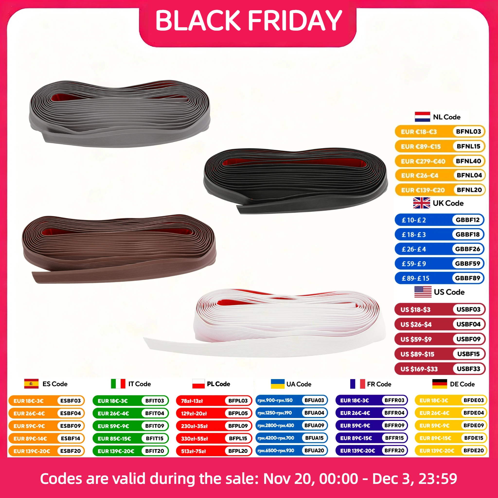 10 m rutschfester Treppenstreifen, 1 Rolle, selbstklebender Treppenkantenstreifen, flexibler PVC-Stufenkantenstreifen, Treppenkantenstreifen, 4 Farben erhältlich Image