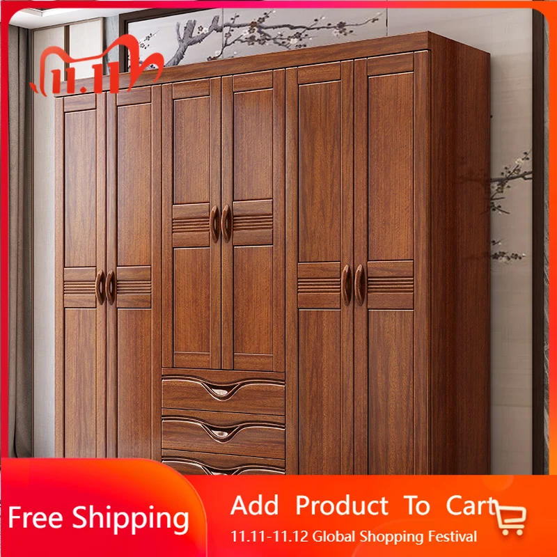 Flur Holz Schlafzimmer Kleiderschrank Nordic Villa Mehrschichtiger offener Schrank Kleiderschrank Organizer Lagerung Günstige Guarda Roupa Einzigartige Möbel