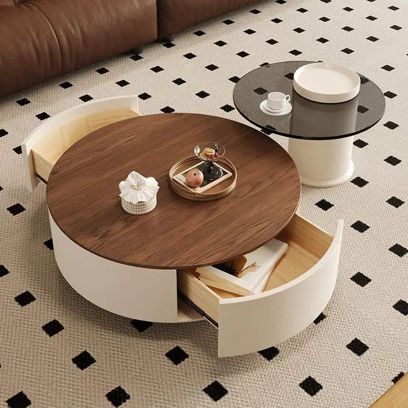 Japanische antike Couchtische, modernes Design, luxuriöse runde Couchtische, Vintage-Möbel aus Holz von Mesa De Centro De Sala Image