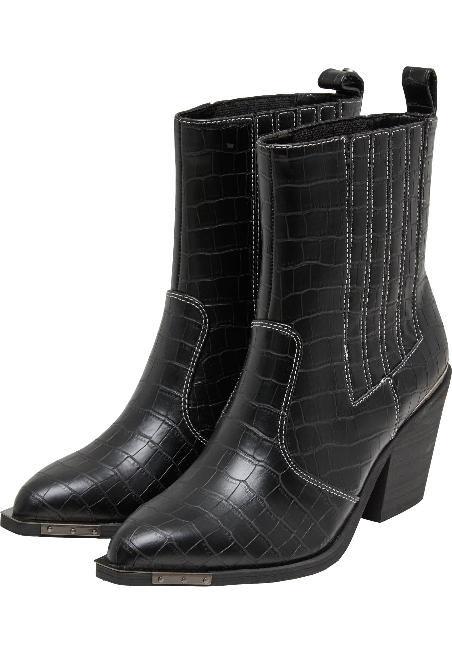 Stiefel BUFFALO "Buffalo WEST CHELSEA LO - VEGAN NAPPA", Damen, Gr. 41, schwarz croco, Kunstfaser, unifarben, Schuhe Stiefel