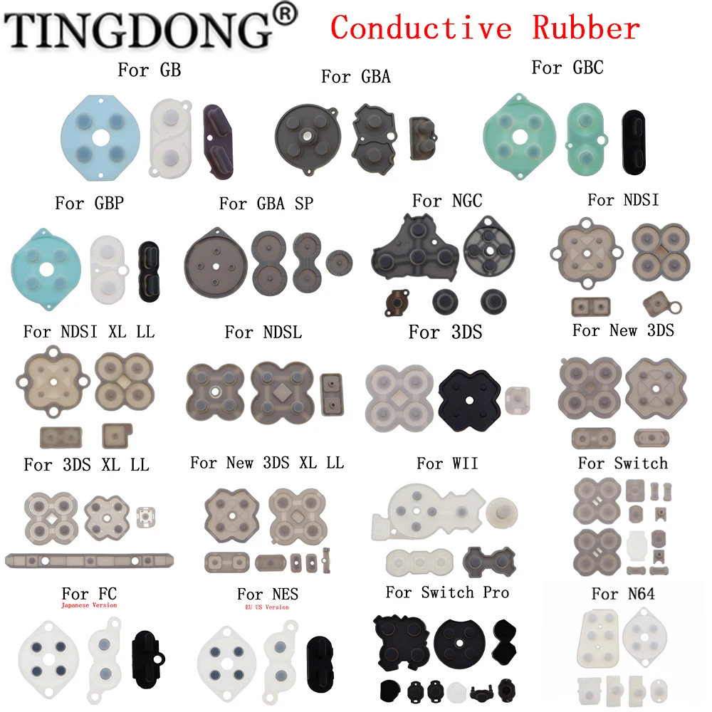 Leitfähige Tasten aus Silikonkautschuk A B D Dad für GB GBA SP GBC GBP GBM NDSL NDSi New 3DS LL XL NS Switch Pro NGC WII NES N64 Image