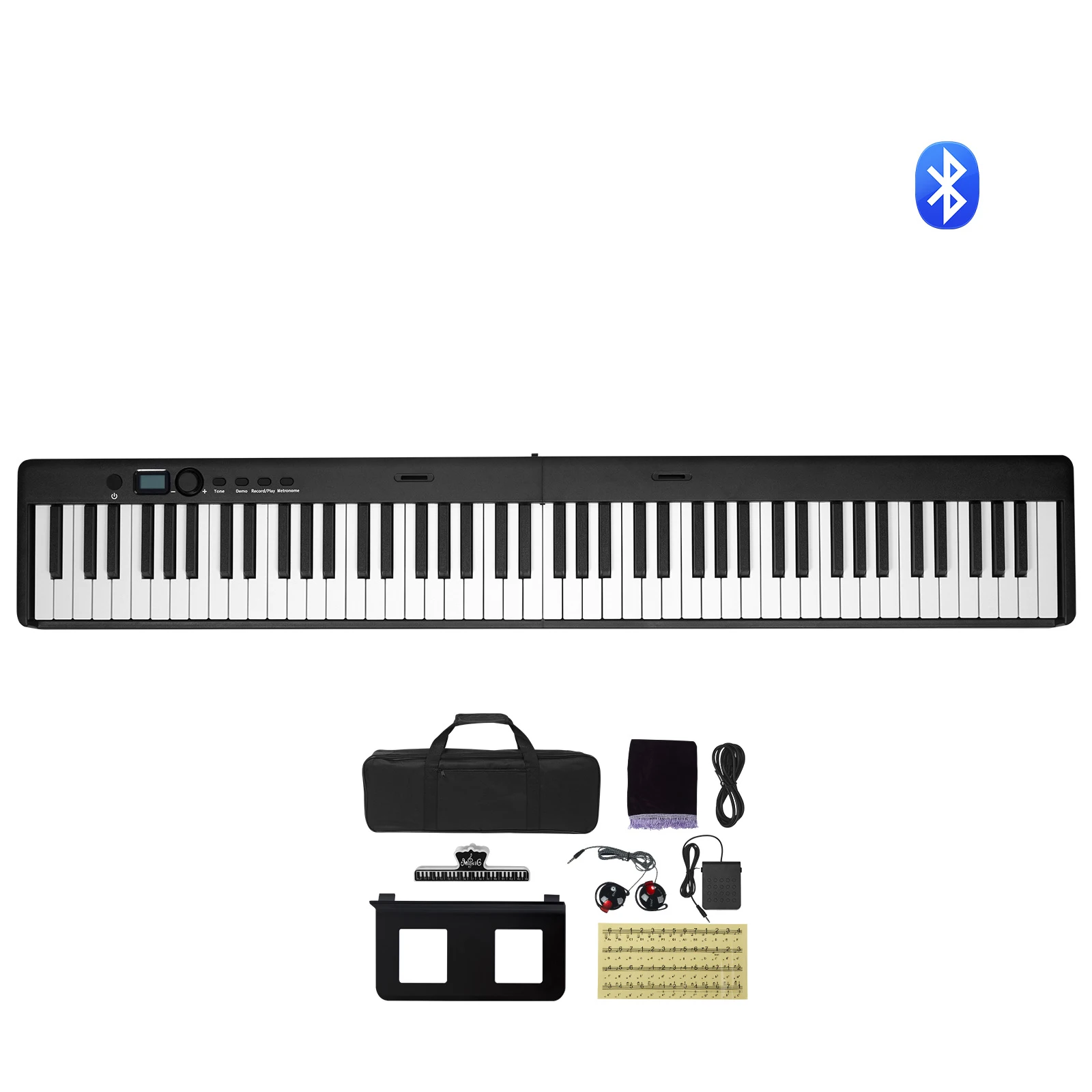 SucceBuy Pianoforte con tastiera pieghevole a 88 tasti Bluetooth, pianoforte pieghevole digitale elettronico portatile MIDI ricaricabile per principianti