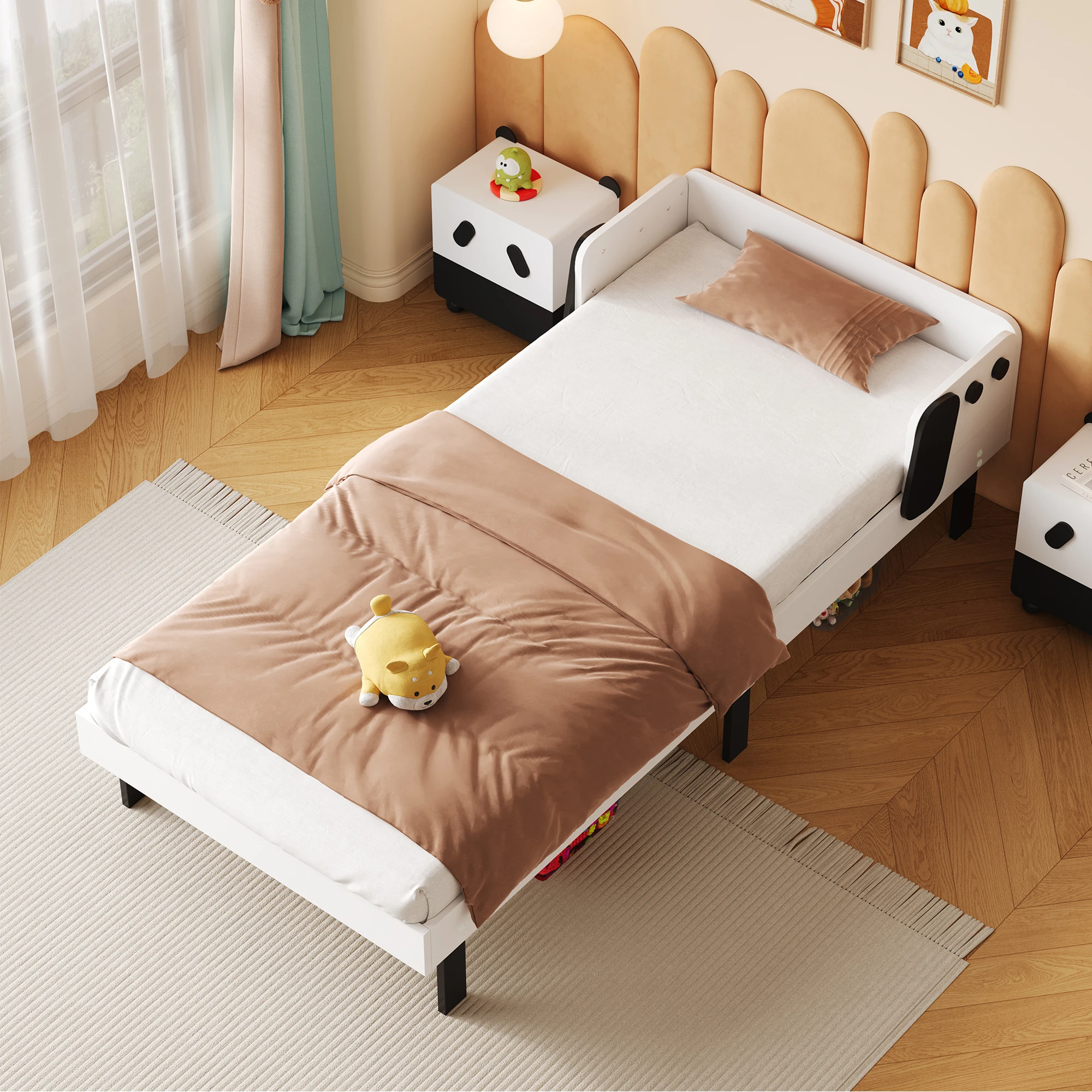 WoodenAura Kinderbett Mädchen Bett 90x200, Kinder Bett 90x200cm, Welpenstil, Kinderbett90x200Bett Für Mädchen Mädchenbett