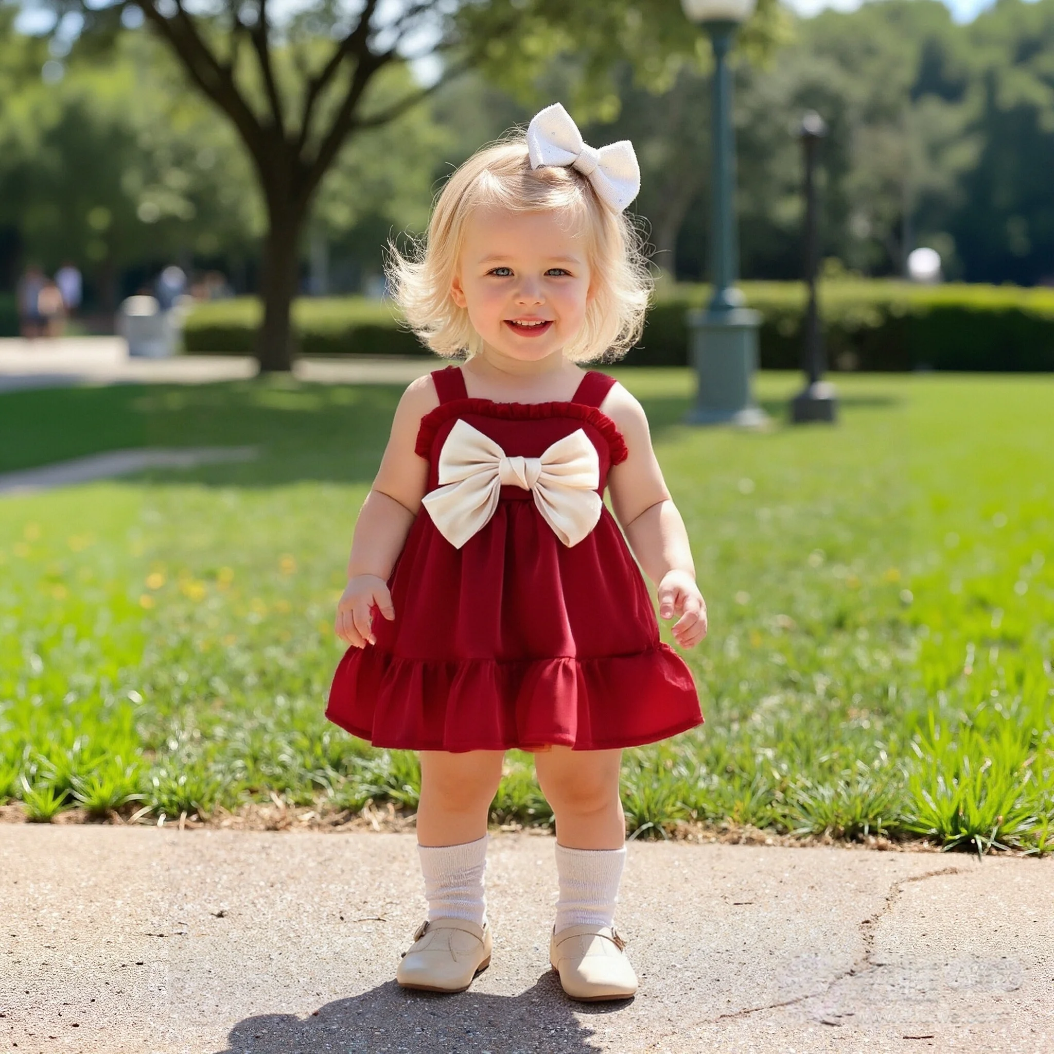 Mädchen Kleid Sommer Neue Süße Hängenden Riemen Einfarbig Großen Bogen Kleid Geeignet Für Mädchen Kinder Im Alter Von 80-110 Image